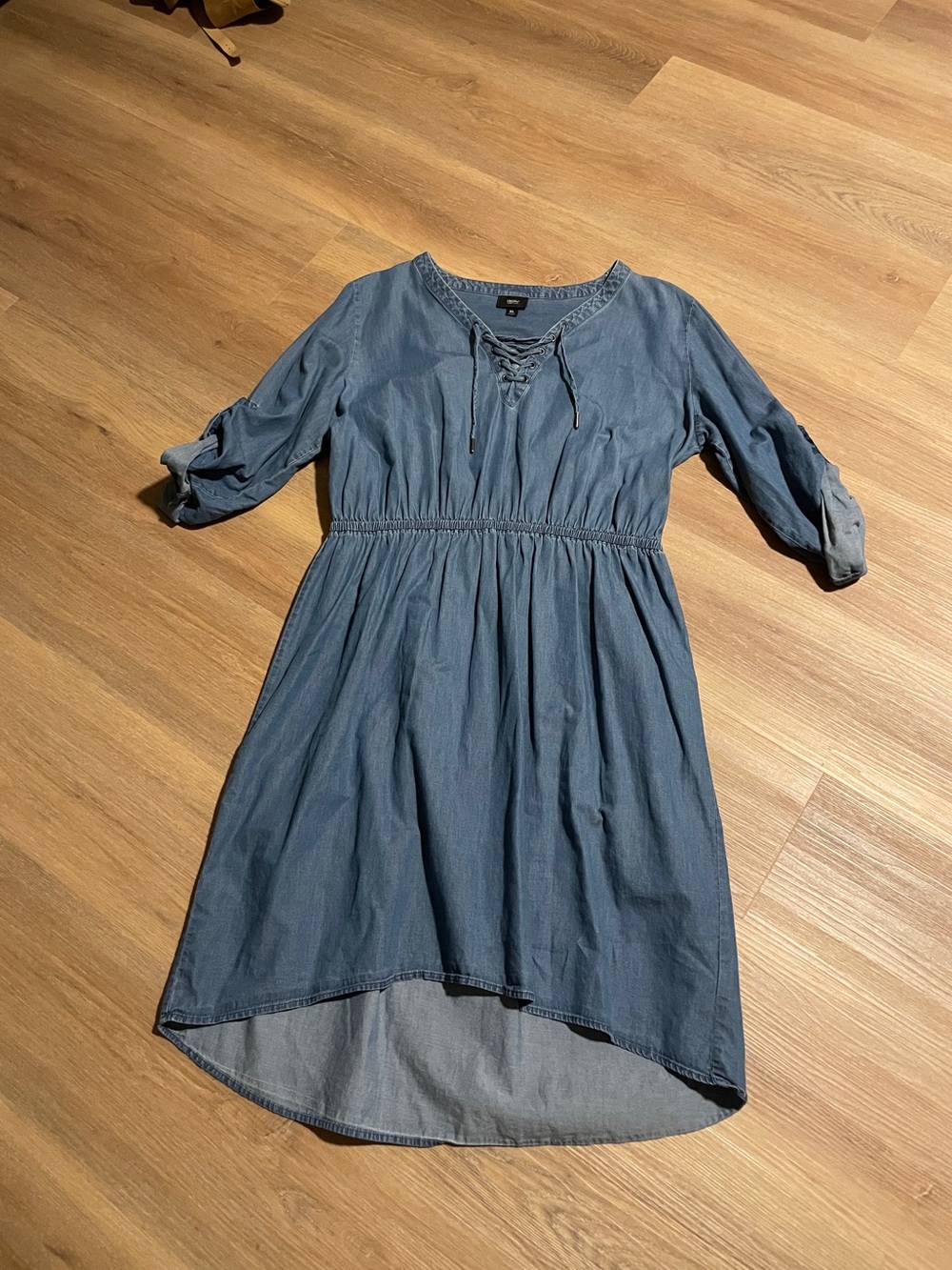 Target Blue Lace-Up High-Low Denim Dress